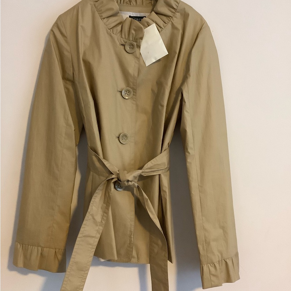 J. Crew Beige Jacket with Ruffle Collar